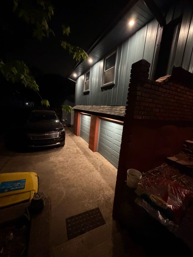 Gallery photos for Eave Lighting Install That Makes This Home Shine After Dark: Image #1