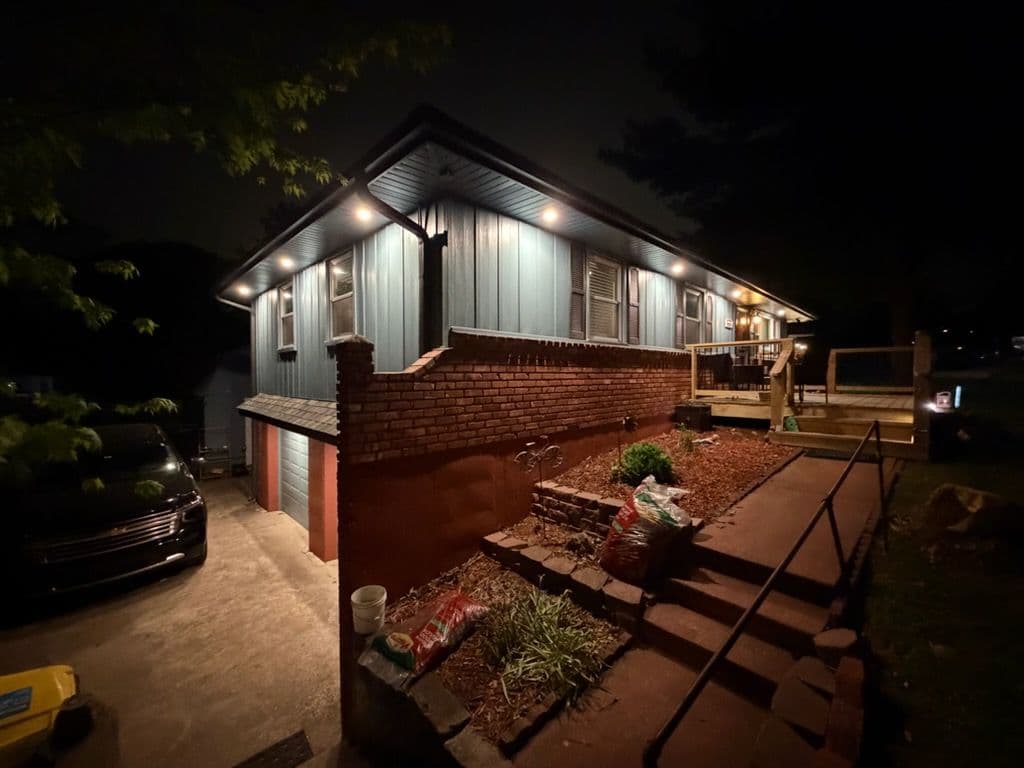 Gallery photos for Eave Lighting Install That Makes This Home Shine After Dark: Image #3