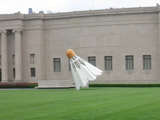 The giant Shuttlecocks sculpture on the lawn of the Nelson-Atkins Museum of Art in Kansas City, Missouri