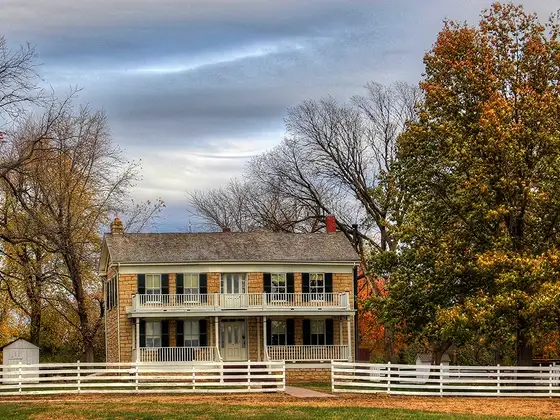 The historic Mahaffie Stagecoach Stop and Farm House, circa 1857, in Olathe, Kansas