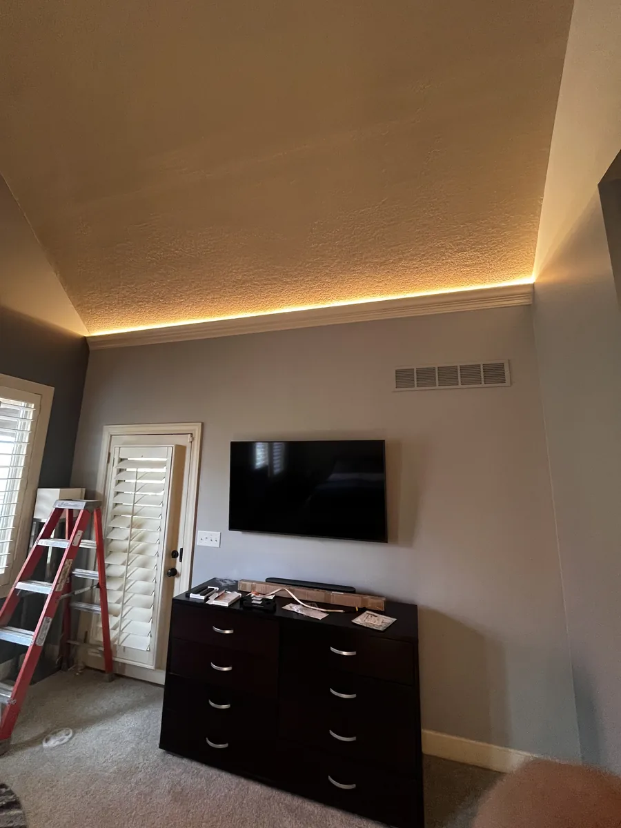 LED Cove Lighting Along a Vaulted Ceiling